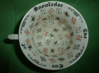 Vintage The Cup Of Knowledge Teacup Fortune Telling Embossed White Floral