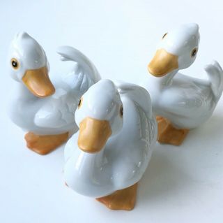 Vintage Set Of 3 Homco Porcelain Duck Duckling Family 1414
