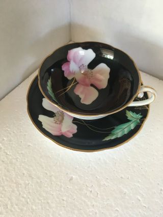 Vintage Trimont China Cup & Saucer Hand Painted Floral Design Occupied Japan