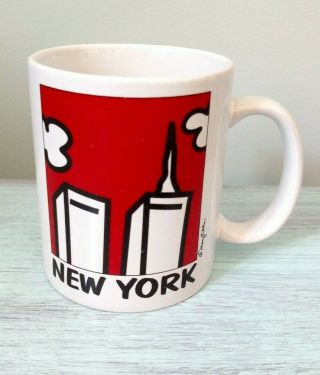 York Twin Towers Coffee Mug Pre 911 Artist Mary Ellis Of York Abstract