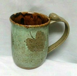 Vintage Paul Revere Pottery PRP Ceramic Mug Cup Glazed Art Deco Handle Leaf EUC 3