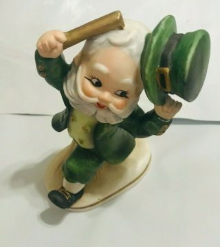 Vintage Lefton St.  Patricks Irish Leprechaun W/baton Figurine 6203 (a015)