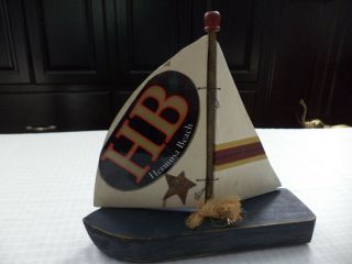 Vintage Wooden Decoration Sail Boat From Hermosa Beach,  Ca.  10 " High 10 " Wide