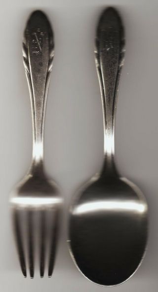 Gorham Lyric Pattern Baby Sterling Silver Spoon & Fork Pat.  1940 N Bear Clawhand
