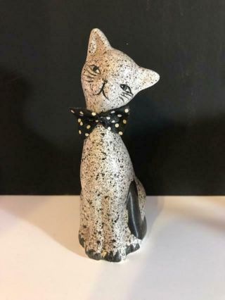 Black And White Speckled Ceramic Cat Figurine