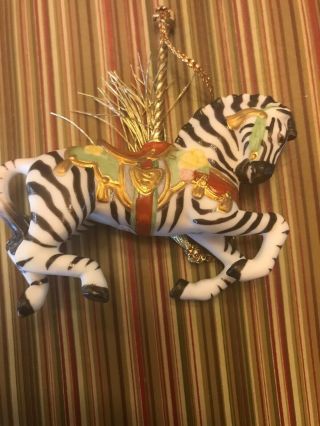 1989 Lenox Zebra Carousel Ornament Christmas Tree Animal Holiday Vintage
