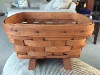 Longaberger Signed Handwoven Basket Vintage Wooden Rocking Baby Doll Cradle