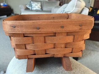 Longaberger Signed Handwoven Basket Vintage Wooden Rocking Baby Doll Cradle 2