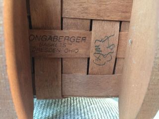 Longaberger Signed Handwoven Basket Vintage Wooden Rocking Baby Doll Cradle 4