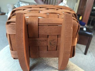Longaberger Signed Handwoven Basket Vintage Wooden Rocking Baby Doll Cradle 5
