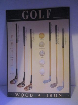 Retro Golf Tin Sign 12.  5 " X 17.  5 " Vintage Golf Clubs,  Balls & Tees Wood Iron