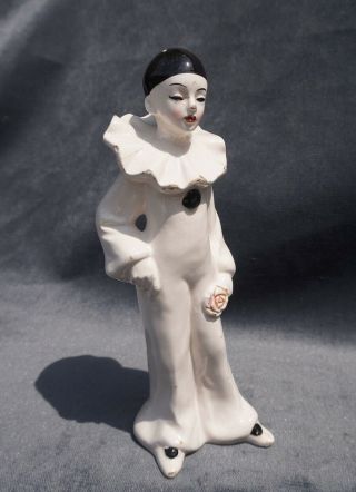 9 " Art Deco Pierrot Circus Clown Mime Porcelain/ceramic Sculpture Figurine Figure