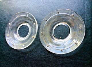 Pair Deco Heavy Glass Bobeches Candle Collar Drip Catcher