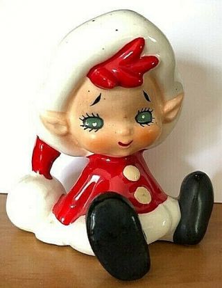 Vintage Lefton Japan Christmas Elf Single Salt Shaker Holiday Santa Pixie