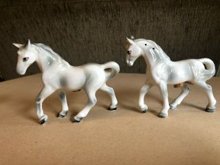 Vintage Two White Horses Salt And Pepper Shakers From Japan