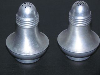 Vintage Weighted Bottom Metal Aluminum Salt & Pepper Shakers