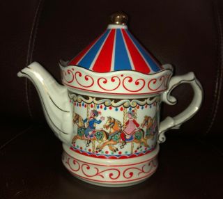 Sadler Edwardian Entertainments Carousel Teapot Staffordshire England