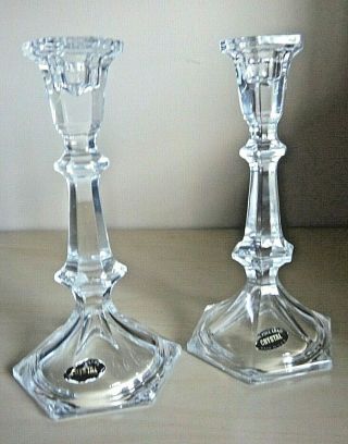 24 Lead Crystal 8 " Candle Sticks Made In Us Classic Design No Flaws