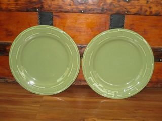 Longaberger Sage Green Dinner Plates - Woven Traditions - Set Of 2