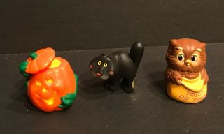 Hallmark Merry Miniatures Figurine Halloween Pumpkin Black Cat Trick Treat Owl
