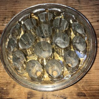 Vintage Large Clear Glass Flower Frog 19 Holes 4 1/2”