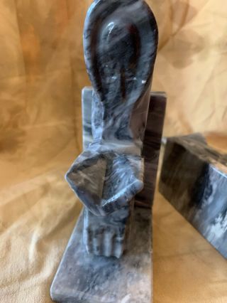 Onyx Marbled Looking Gray Monk Bookends - Reading Hooded Figures 9” 7