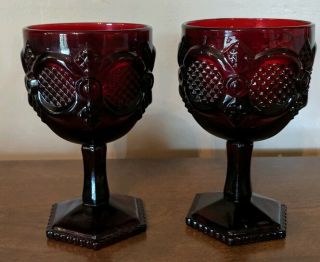 Avon Cape Cod Ruby Red Goblets - 6 Inch Set Of Two