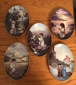 Set Of 5 Precious Moments Plates Murals From The Precious Moments Chapel Retired