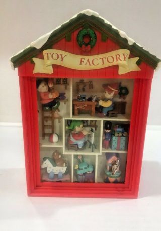 1991 Battery Operated Enesco Toy Factory Animated Christmas Music Box