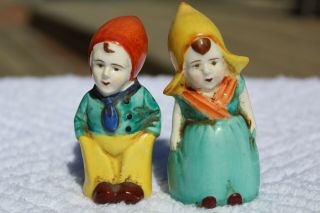Vintage Dutch Man And Woman Salt And Pepper Shakers - Japan