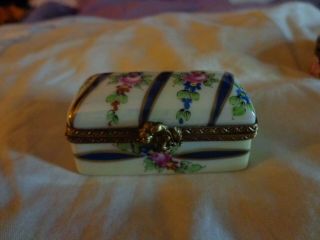 Limoges Hinged Trinket Box,  Peint Main,  Puy De Dome,  Signed,  Numbered.