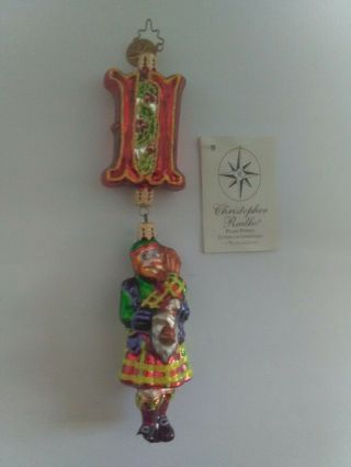 Christopher Radko 11 Plaids Pipers 2001 12 Days Of Xmas Dangle Ornament