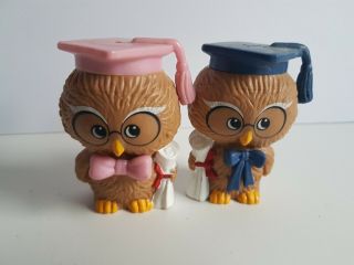 Salt And Pepper Shakers Vintage Animals Hard Plastic Graduate Owls