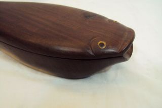 Hand Carved Solid Wood Fish Trinket Box With Lid