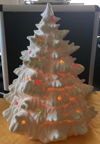 Vintage Christmas Tree Table Decoration Porcelain Tree Lighted 9’’