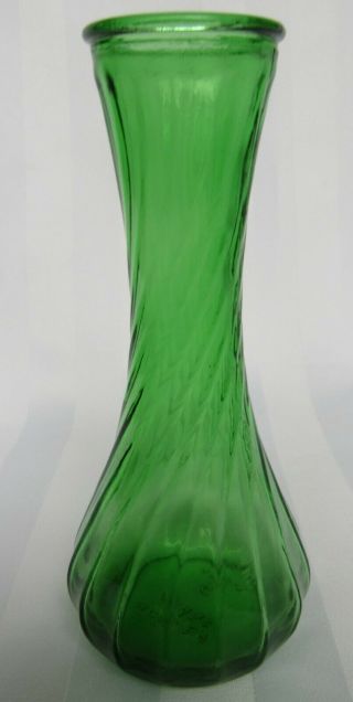 Vintage Hoosier Glass Company Green Glass Bud Flower Vase (4064) 6 " Inch Tall