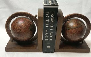 Vintage Turning Globe Book Ends 1960’s Olde World Globe Quality Made In Italy