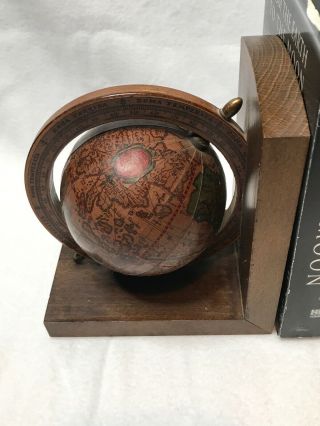 Vintage Turning Globe Book Ends 1960’s Olde World Globe Quality Made in Italy 2