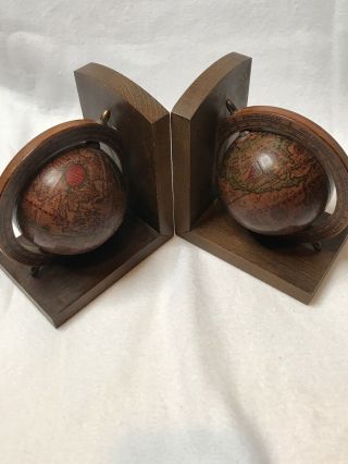 Vintage Turning Globe Book Ends 1960’s Olde World Globe Quality Made in Italy 4