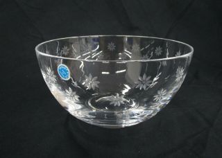 Tiffany & Co.  Etched Floral Design 6 " Clear Crystal Glass Bowl
