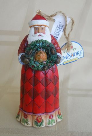 Jim Shore Heartwood Creek Christmas Ornament Santa With Pineapple & Wreath 2011