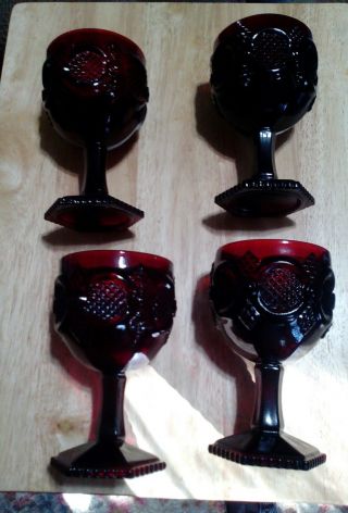 6 Pc Avon 1876 Cape Cod Ruby Red Cranberry Glass 6 " Water Goblets