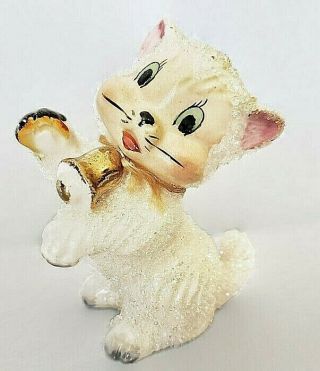 Vintage Nippon Spaghetti Cat Figurine Japan Yoko Boeki Salt Glaze Sugar Finish