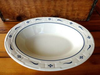 Longaberger Pottery Blue Woven Traditions 11 " Oval Vegetable Bowl