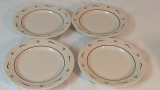 4 Longaberger Usa Pottery Woven Traditions Bread & Butter Plates Weave Red Usa