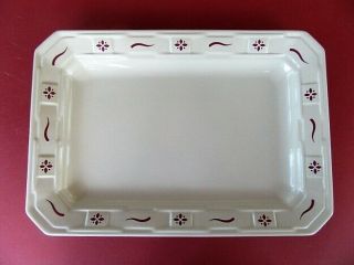 Longaberger Pottery Woven Traditions Red 13 X 9 Rectangular Server Pristine