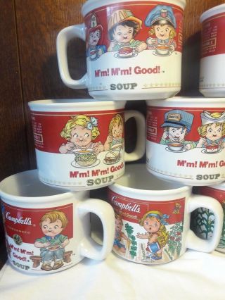 Campbell ' s soup mugs with Tin collectable train set of 9 mugs 1993 & 1997 4