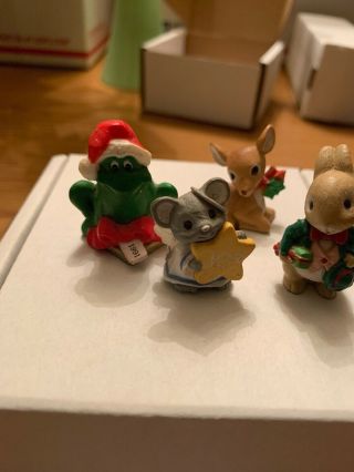 Christmas,  Frog,  Mouse,  Deer Hallmark Merry Miniatures 4 Vintage.  (h8)