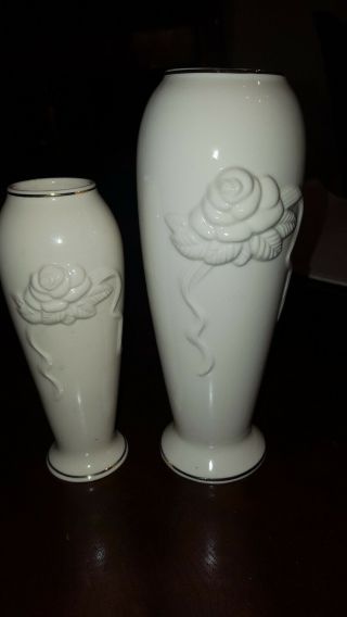 Small Lenox Bud Vase Rose Ivory Gold Trim