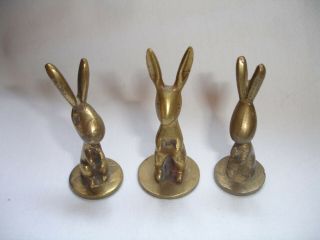 3 Adorable Vintage Miniature Brass Rabbit/bunny Figurines - China